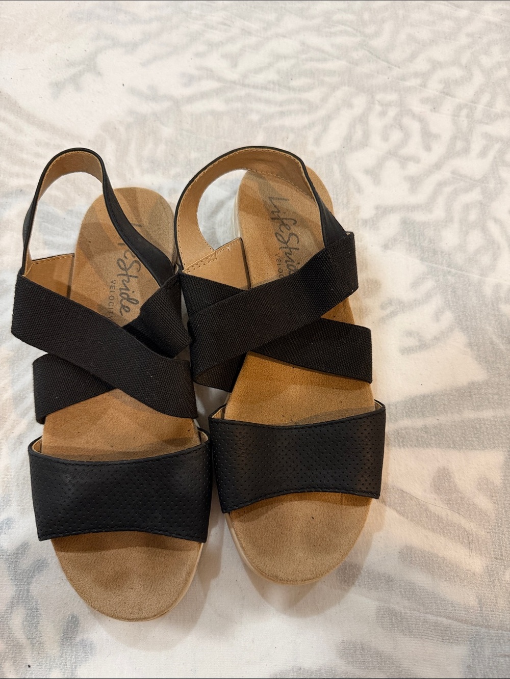 Life Stride Black Women’s Crossband Slingback Sandals